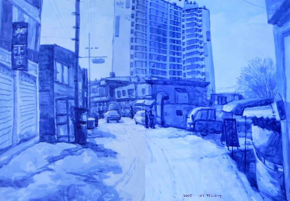 열우물설경/  154×98(cm)  watercolor on paper, 2005