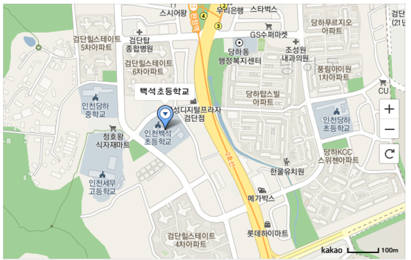서구 백석초등학교 지도=카카오맵 캡처