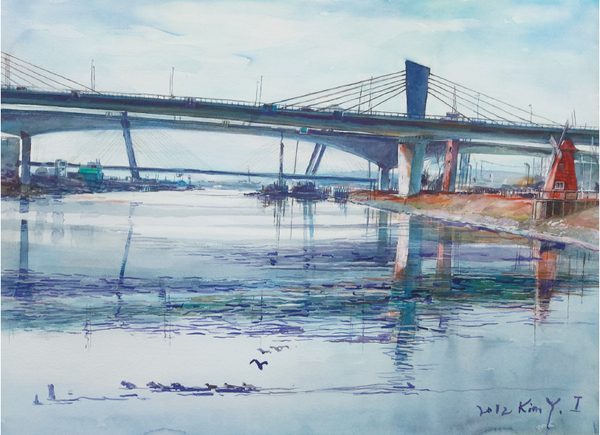 김영임 '아라뱃길의 다리' 72.7×53.0㎝ Watercolor on paper 2012