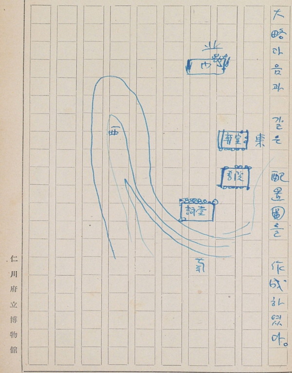 학산서원 배치도(인천고적조사보고, 1949)