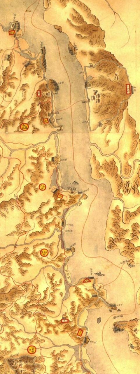 1872년 통진부 지도의 염하의 뱃길 지도