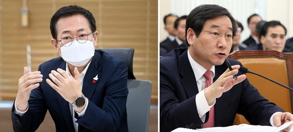 박남춘 시장(왼쪽)과 유정복 전 시장 /인천in 자료사진