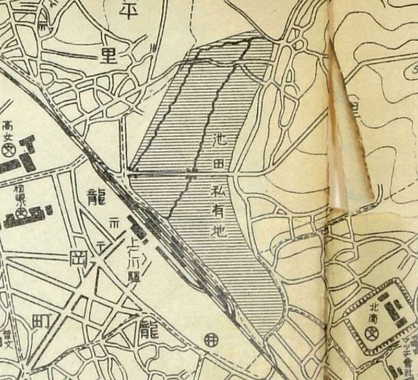 1931년 인천부 해면매립도에 표시된 이케다(池田) 사유지(인천부사, 1933)