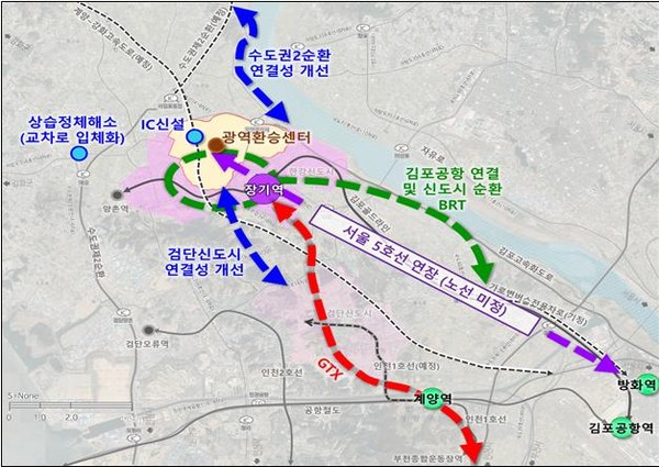 김포한강2콤팩트시티 광역교통 연계 구상(자료제공=국토교통부)