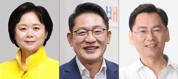 (왼쪽부터) 이정미 전 정의당 대표, 배진교 정의당 의원, 용혜랑 전 남동구의원.