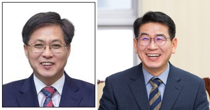 인천시선관위의 김판석(왼쪽) 신임 상임위원과 장재영(오른쪽) 신임 사무처장